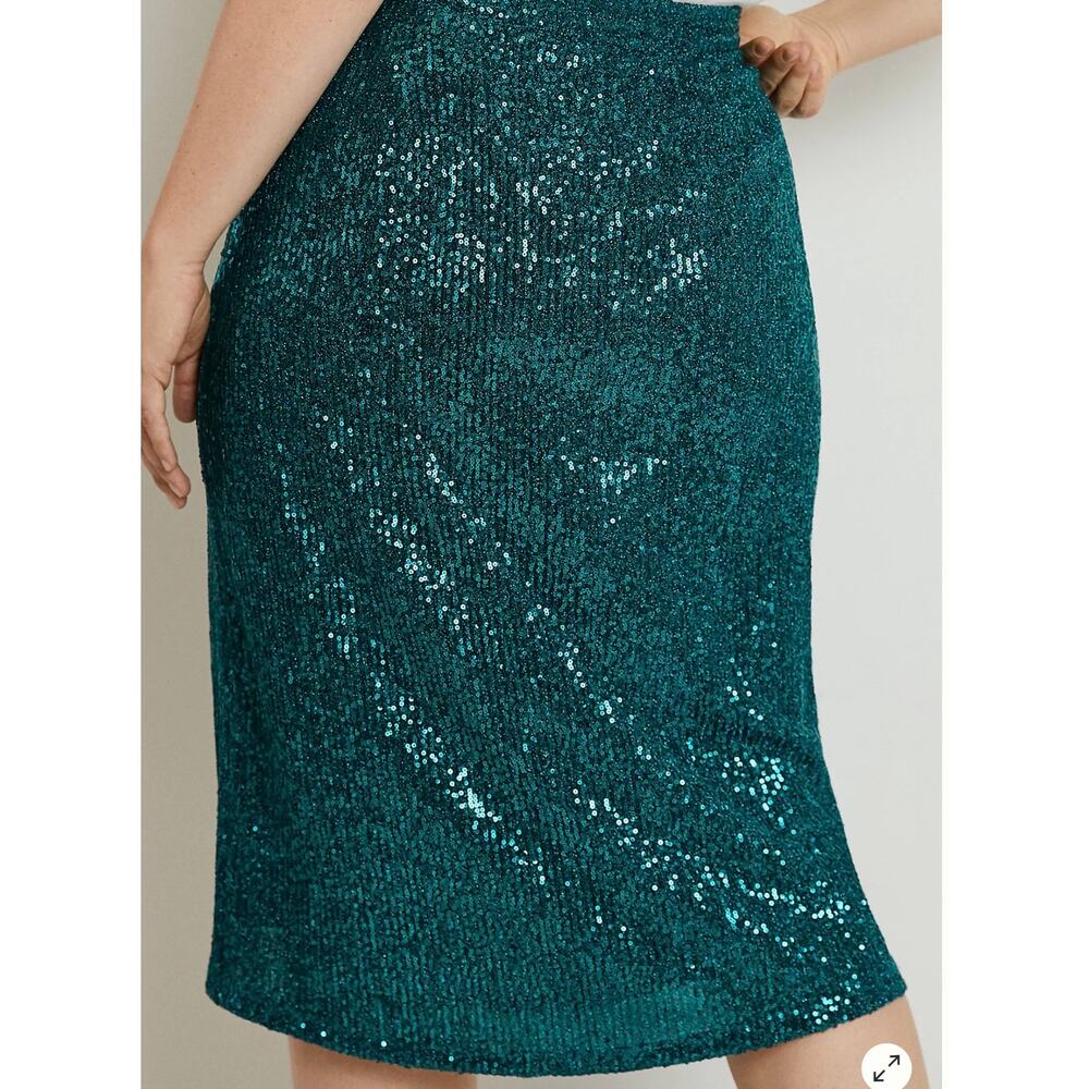 Anthropologie Maeve Alicia Sequined Midi Skirt Green Size Small - Picture 12 of 12